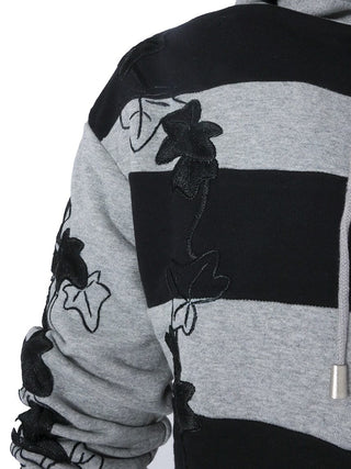 Grey and Black Striped Jumper with Ivy Embroidery
