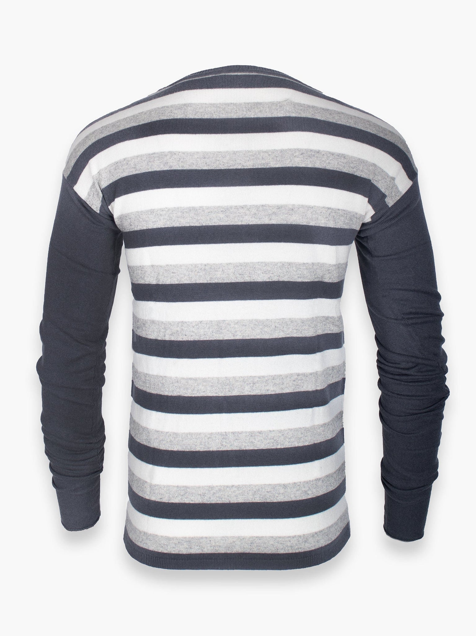 Grey And White Striped Cashmere Jumper
