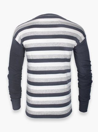 Grey And White Striped Cashmere Jumper