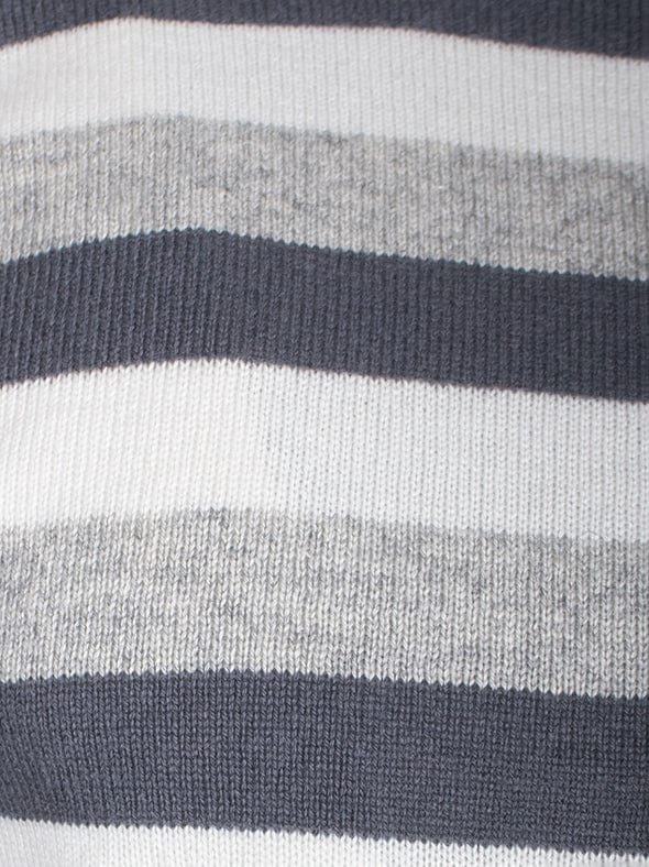 Grey And White Striped Cashmere Jumper