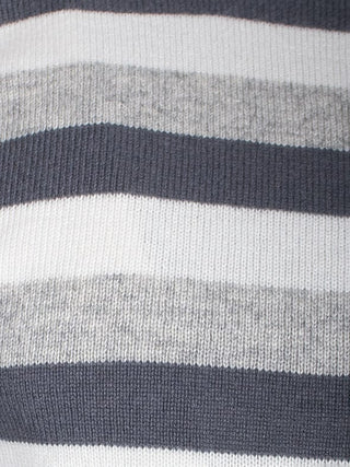 Grey And White Striped Cashmere Jumper