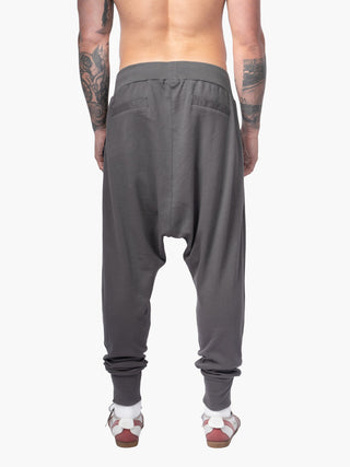Grey Drop Crotch Joggers with Double Zip