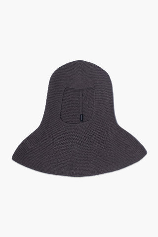 Grey Knitted Shoulder-Draped Balaclava
