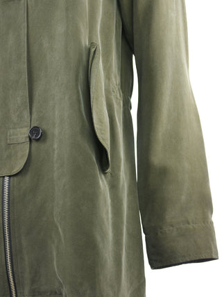 Khaki Green Coat with Hood