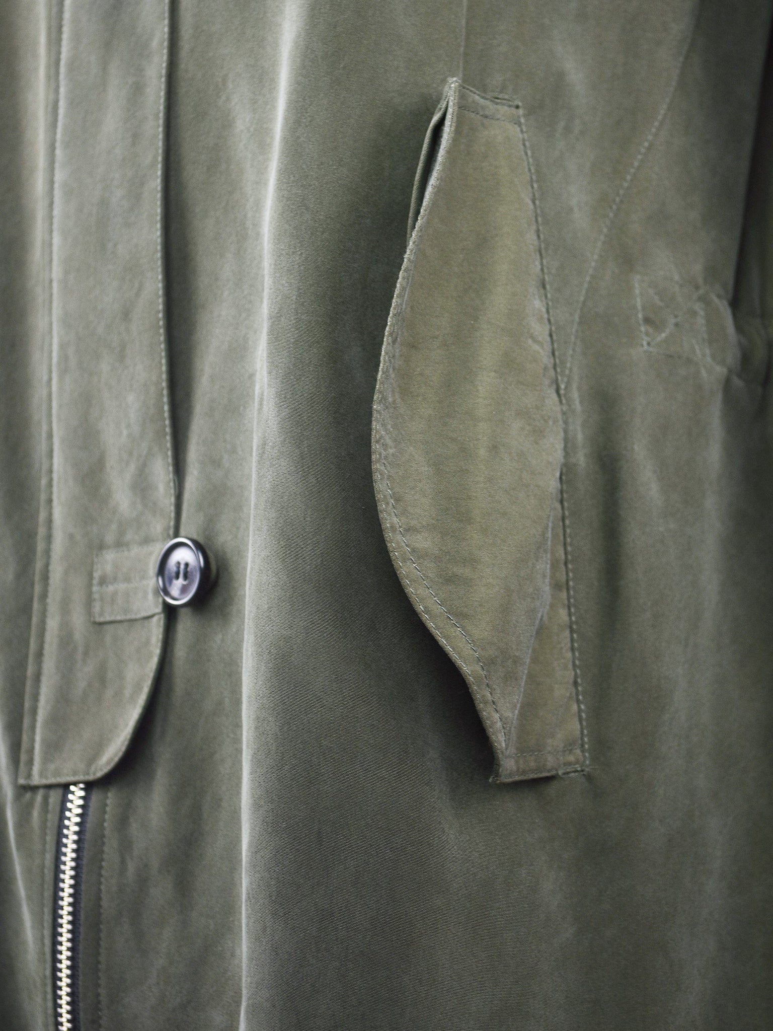 Khaki Green Coat with Hood