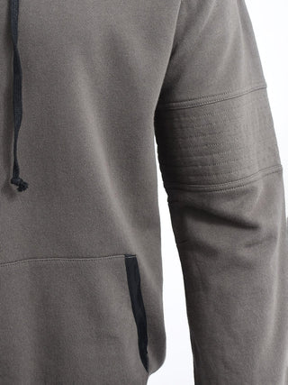 Khaki Green Hoodie with Back Zip Detailing