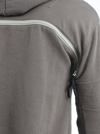 Khaki Green Hoodie with Back Zip Detailing