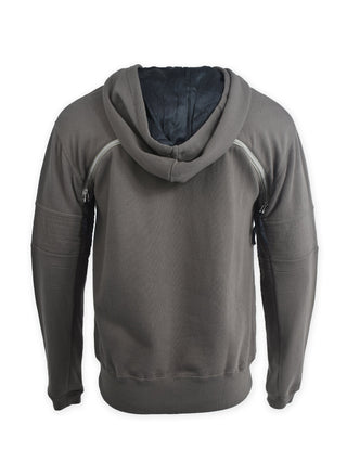 Khaki Green Hoodie with Back Zip Detailing