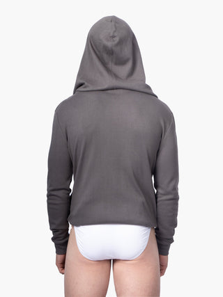 Khaki Grey Asymmetric Hoodie