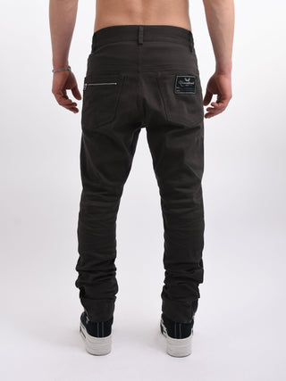 Khaki Grey Side Zips Jeans