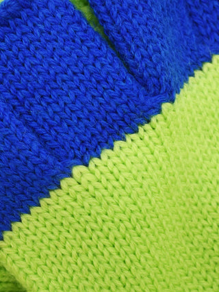 Knit Fingerless Gloves in Lime and Blue