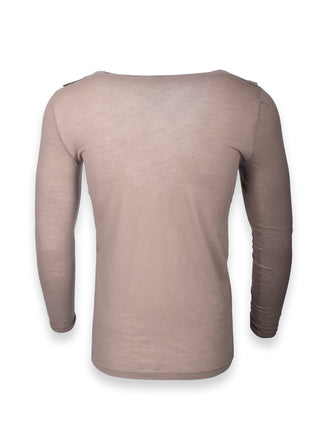 Light Brown Long Sleeve T-Shirt with Epaulettes