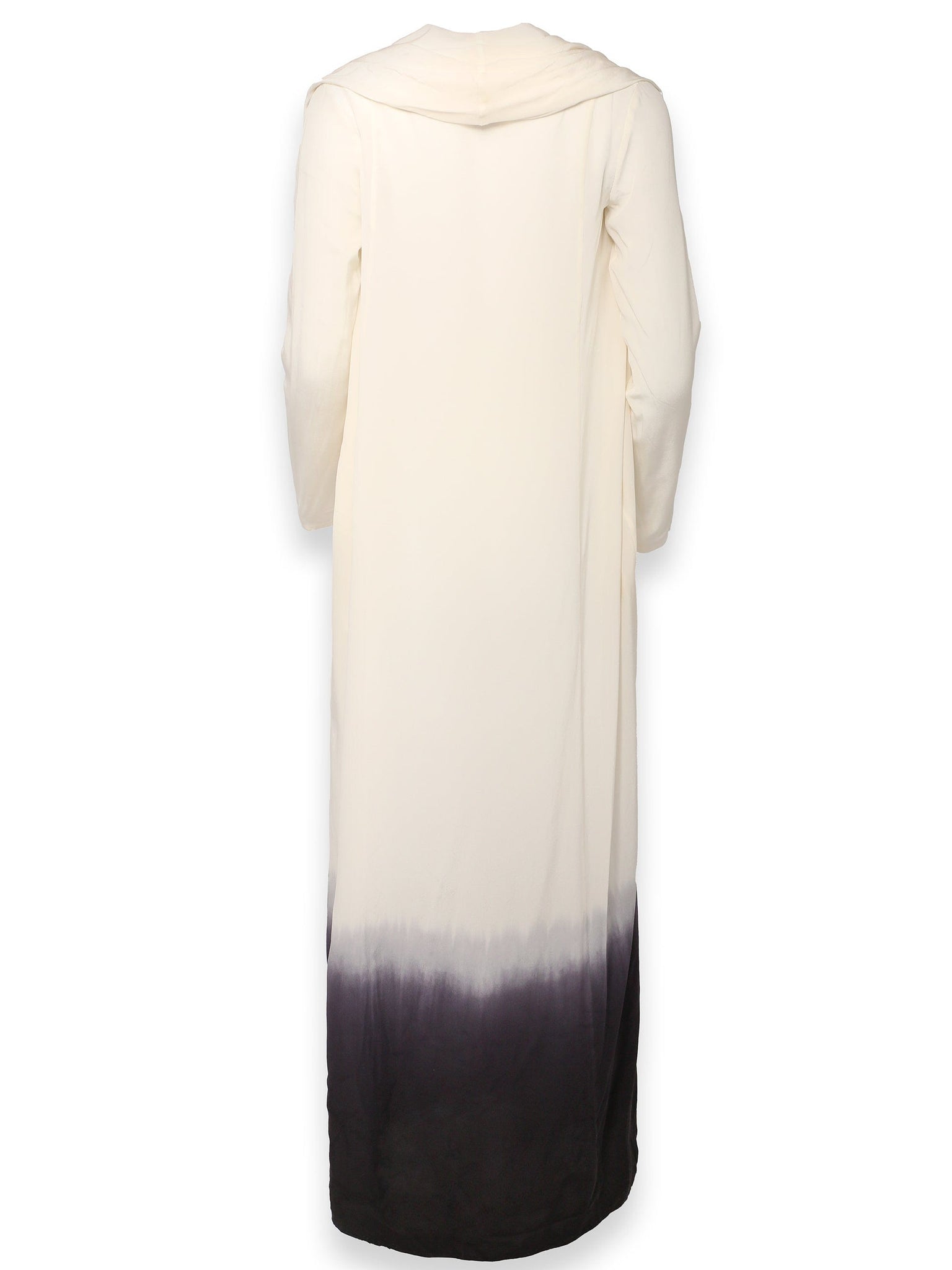 Long Sleeve White Dress with Purple Ombre Detail and Hood