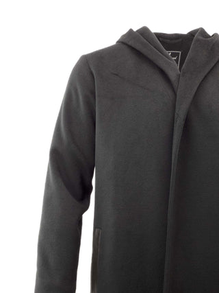 Longline Hooded Over Coat in Black