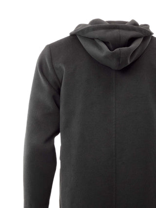 Longline Hooded Over Coat in Black