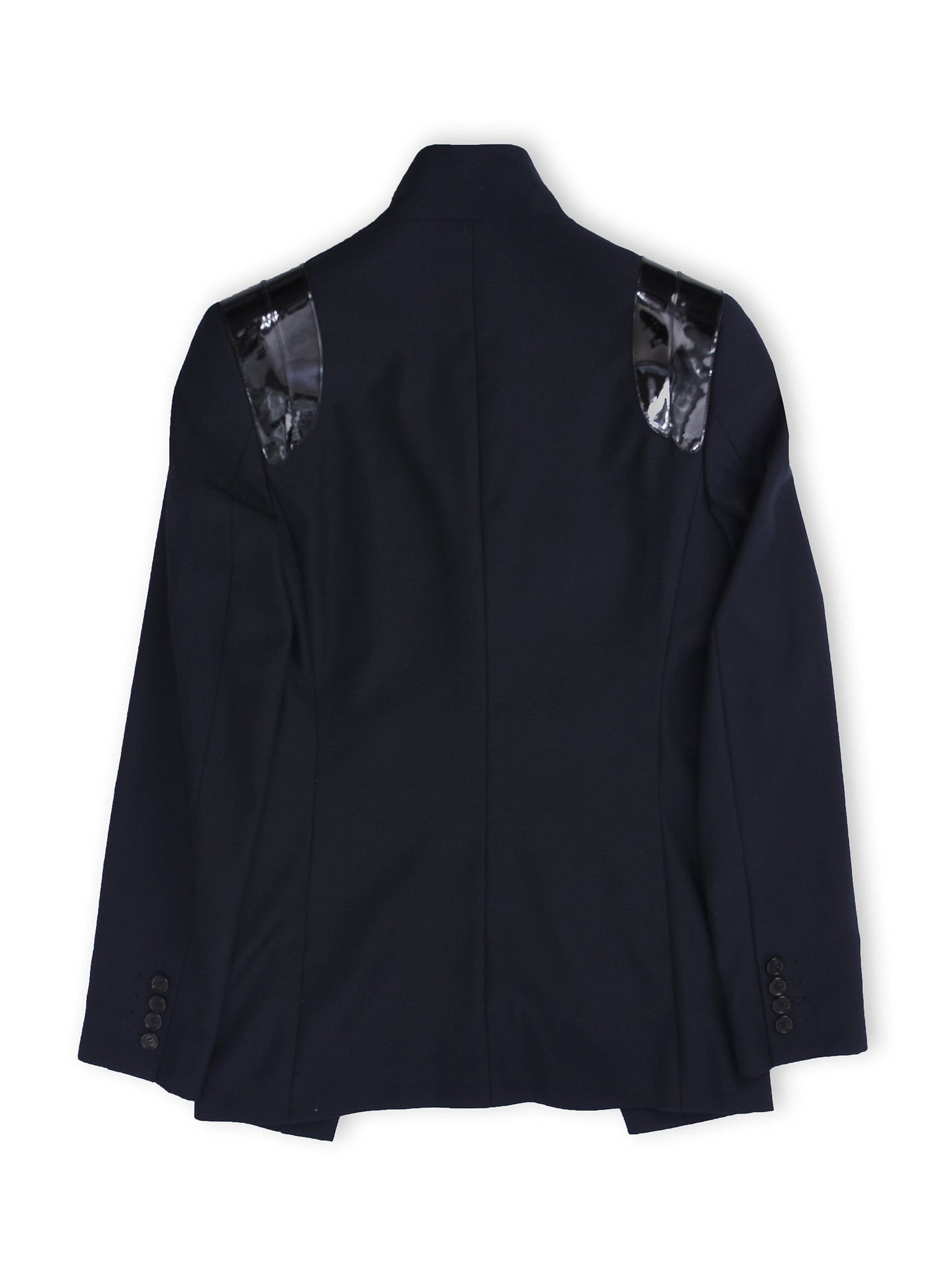 Midnight Navy Blazer with Patent Leather Details