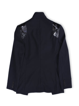 Midnight Navy Blazer with Patent Leather Details