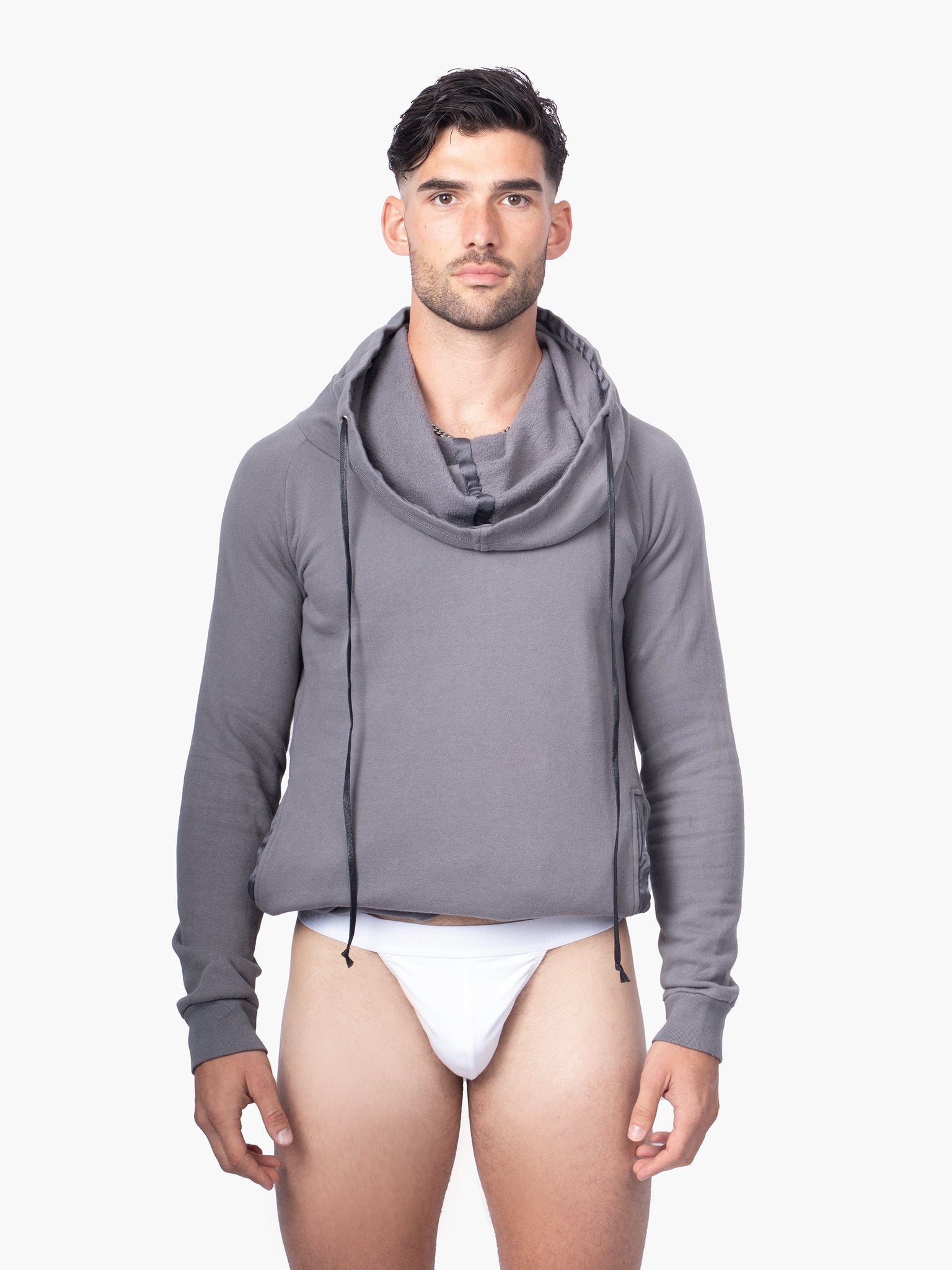 Mouse Grey Funnel Neck Hoodie