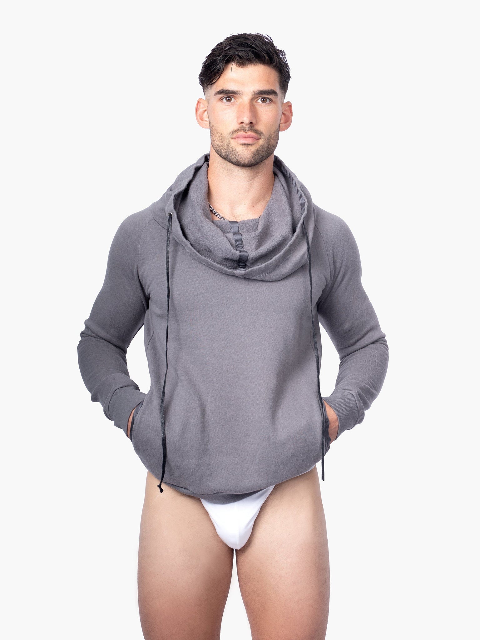 Mouse Grey Funnel Neck Hoodie