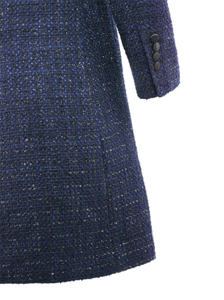 Navy Long Fitted Sparkly Coat