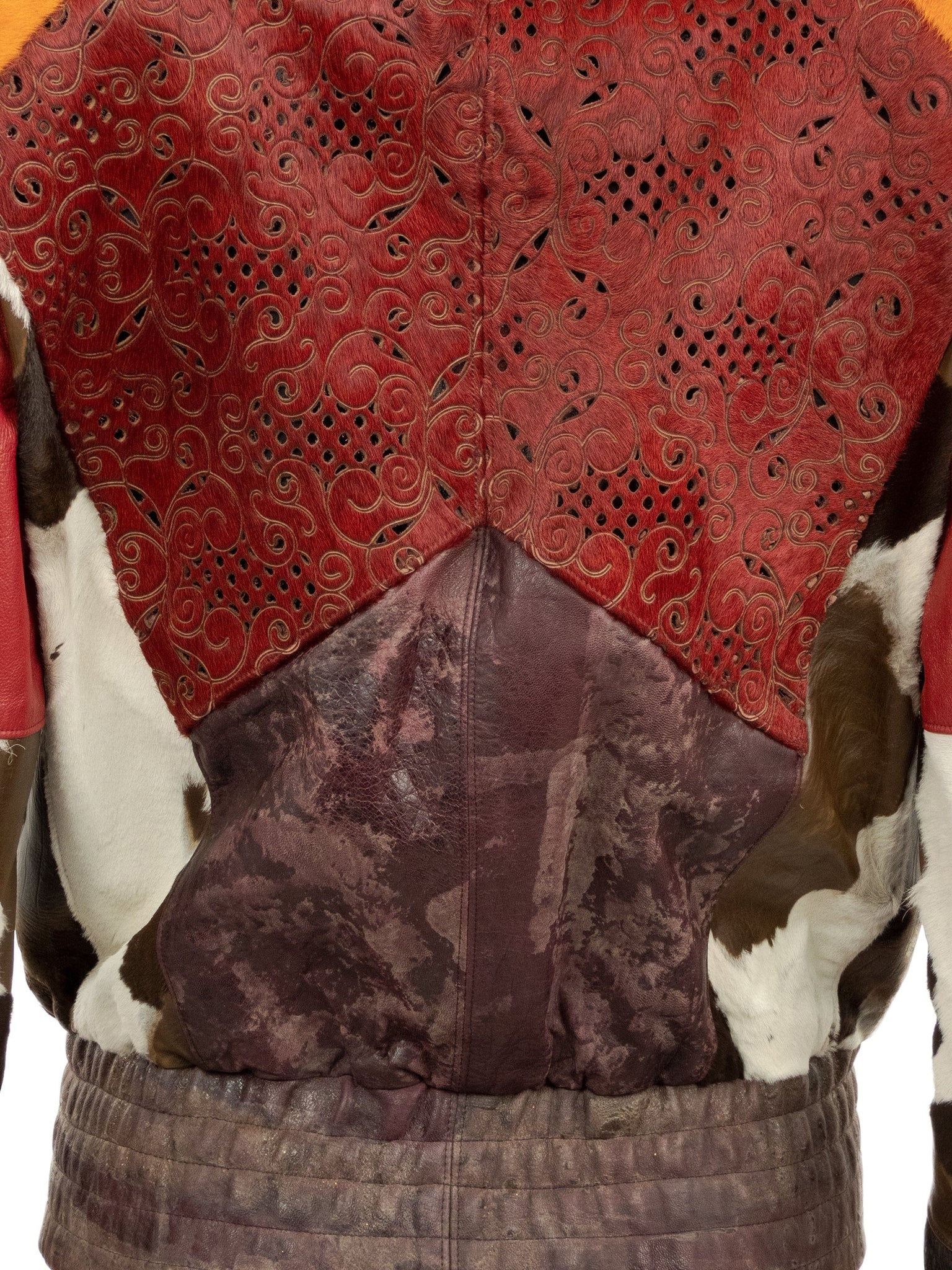 Signature Petal Collar Mixed Leather & Fur Biker Jacket