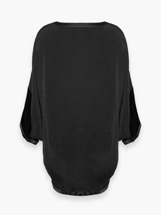 Velvet Luxe Relaxed Dress with Silk Accents