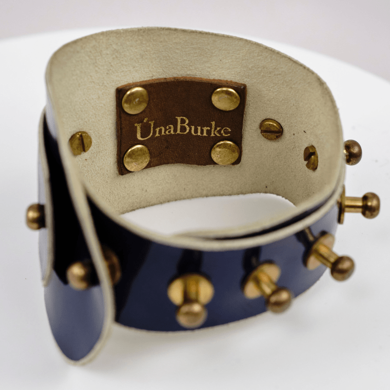 Vintage Una Burke Deep Blue Leather Bracelet
