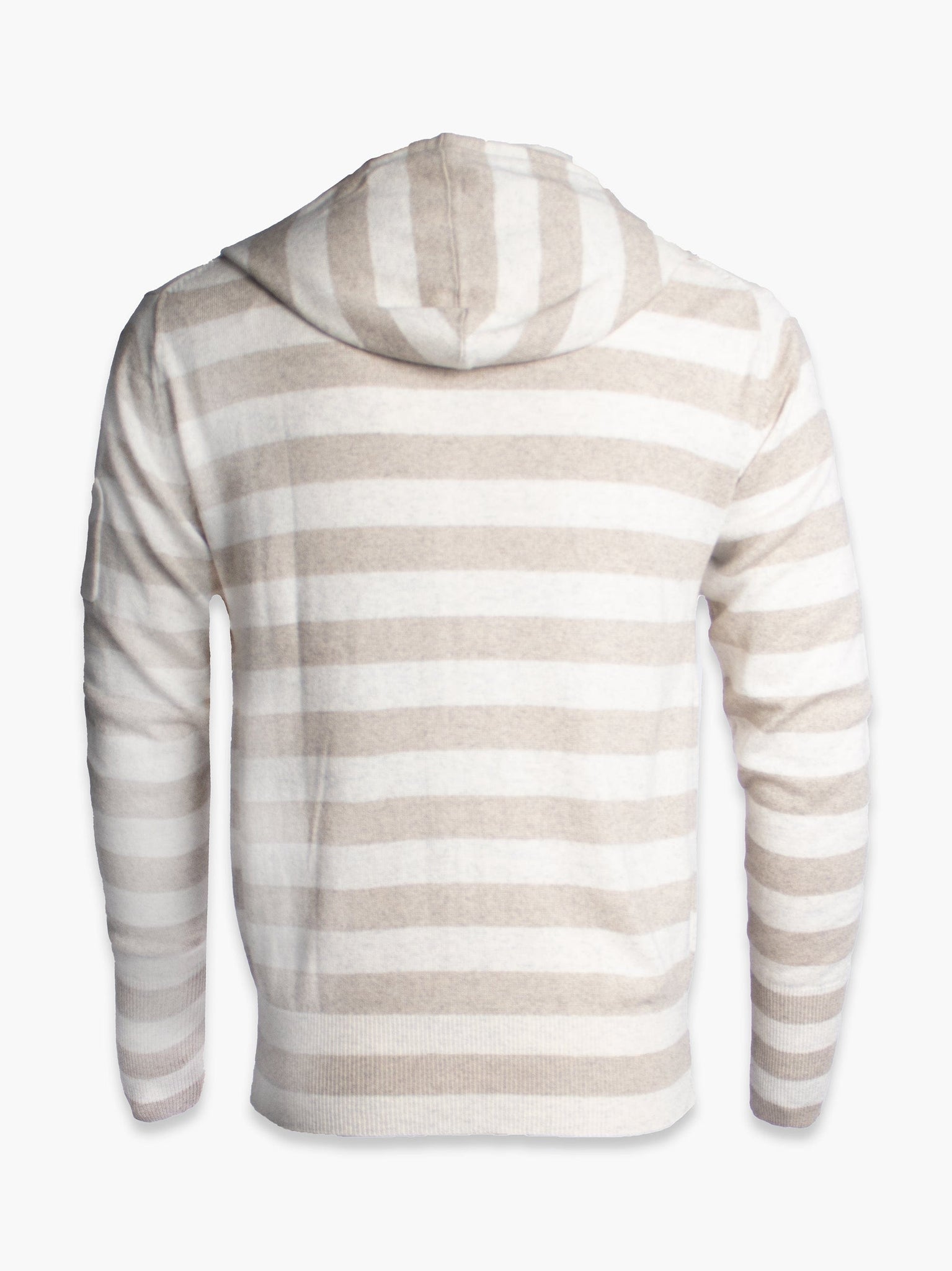White And Brown Striped Hoodie