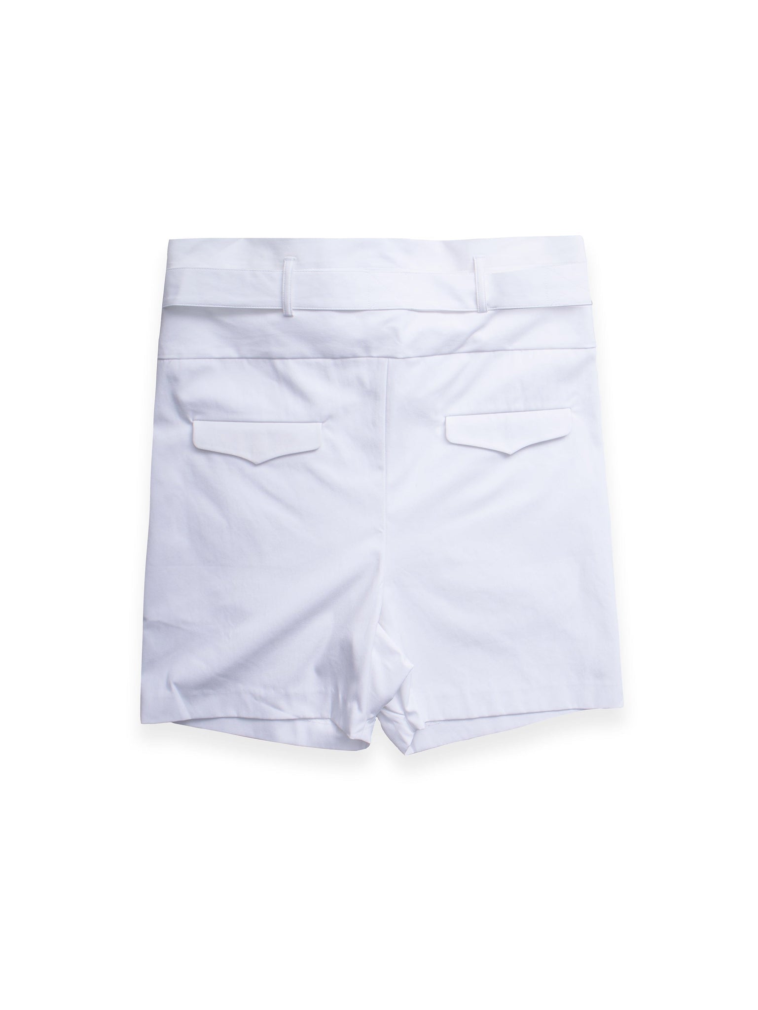 White Button Up Shorts with Tie Up Waist Detail