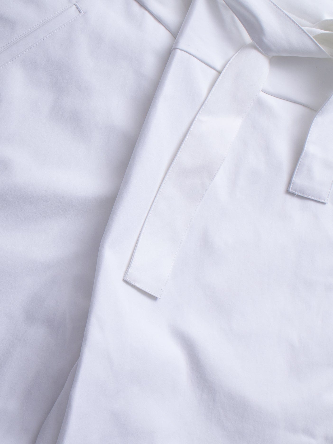 White Button Up Shorts with Tie Up Waist Detail