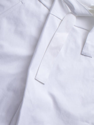 White Button Up Shorts with Tie Up Waist Detail