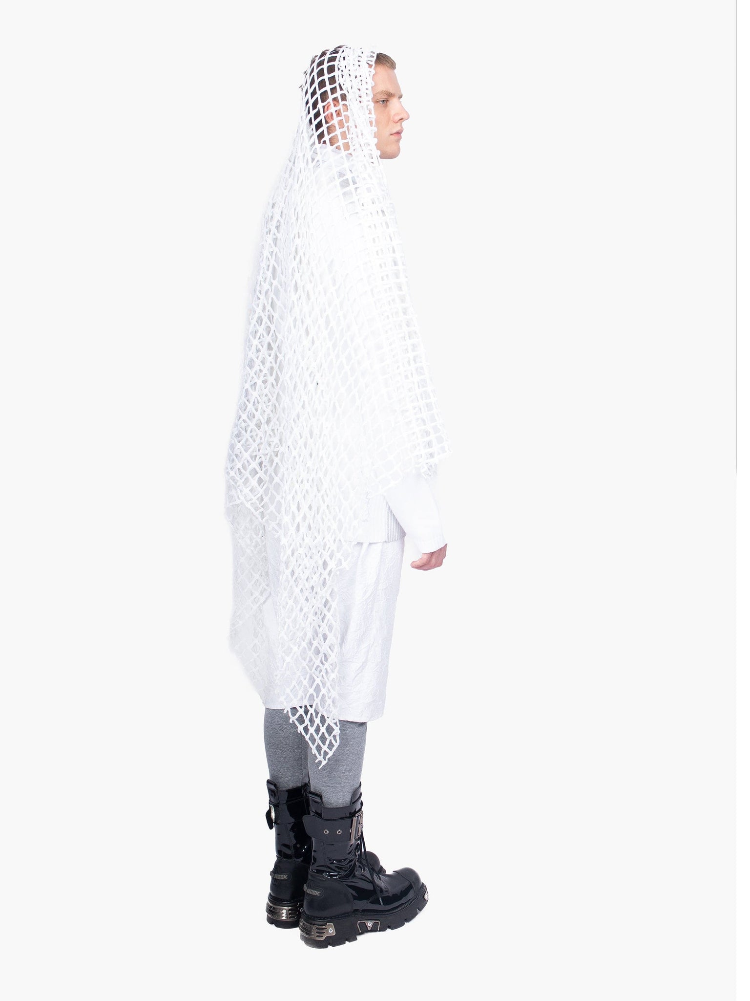 White Crinkled Cotton Drop Crotch Shorts