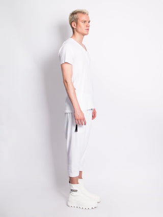 White Layered V-Neck T-Shirt