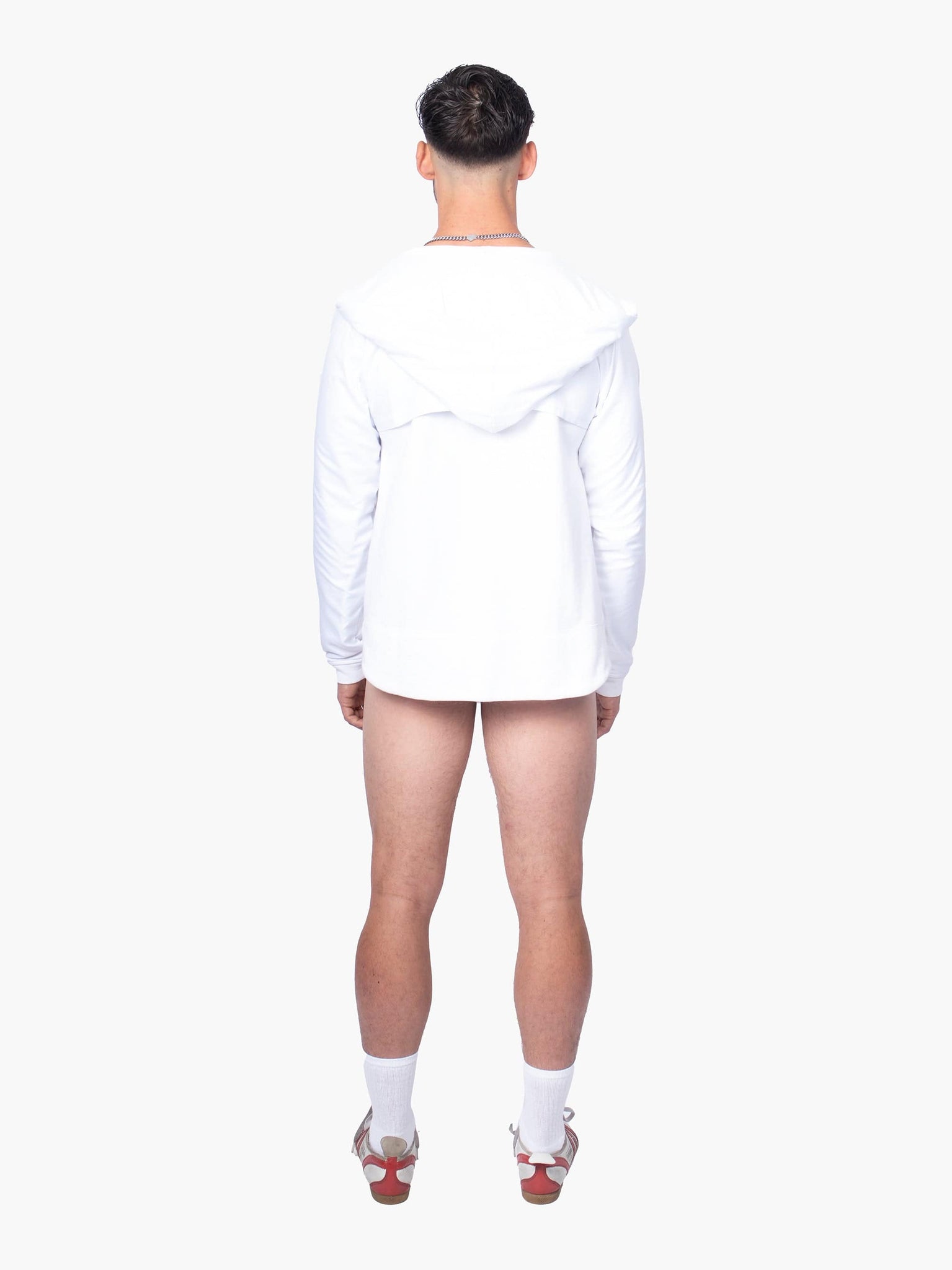 White Satin Sleeved Hoodie