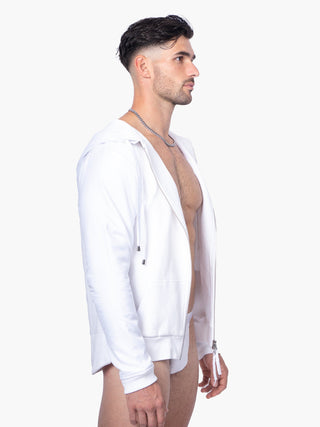 White Satin Sleeved Hoodie