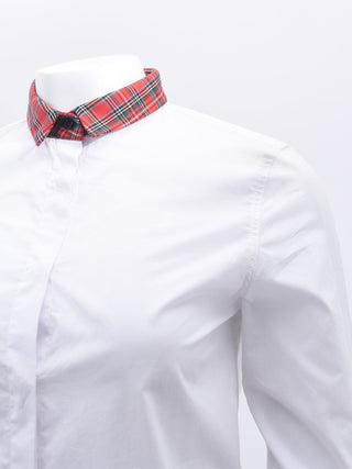 WHITE SHIRT WITH TARTAN DETAILING