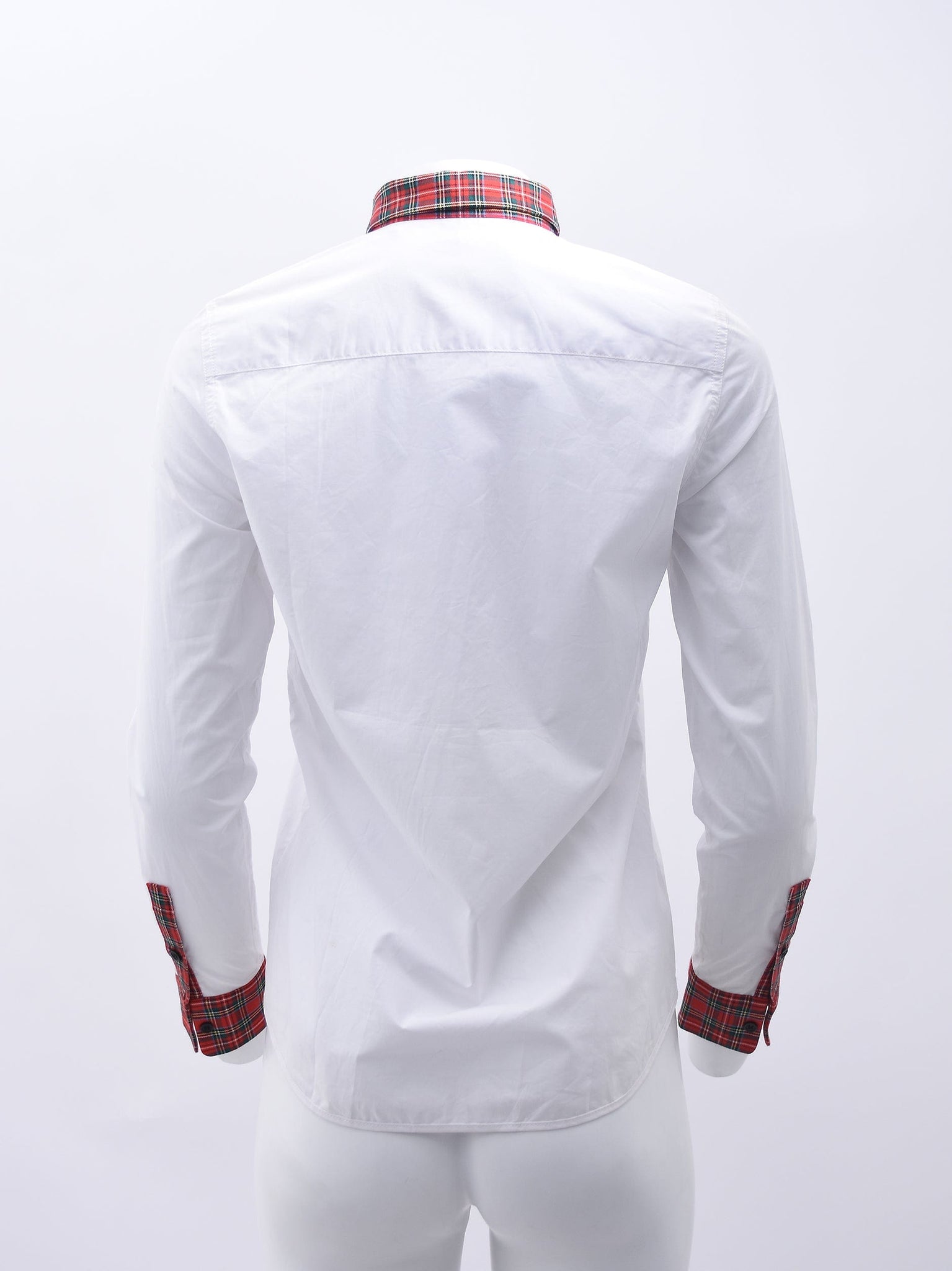 WHITE SHIRT WITH TARTAN DETAILING