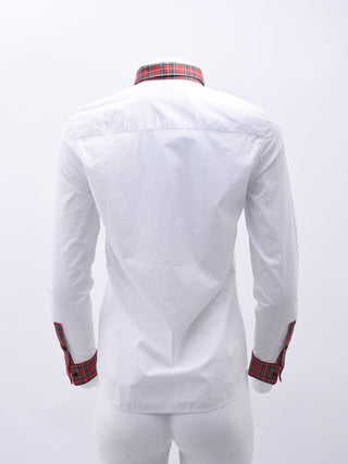 WHITE SHIRT WITH TARTAN DETAILING