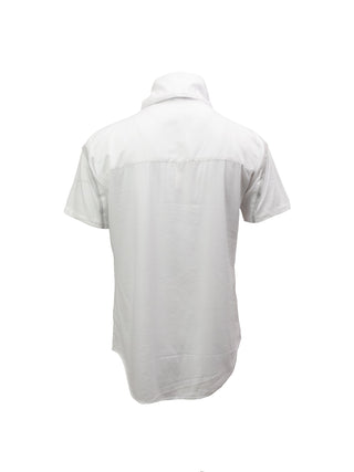 WHITE SHORT SLEEVE SHIRT WITH FUNNEL NECK