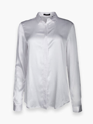 White Silk Long Sleeve Shirt