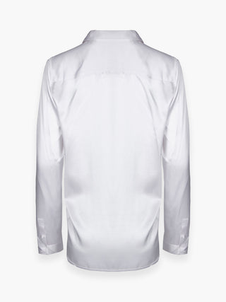 White Silk Long Sleeve Shirt