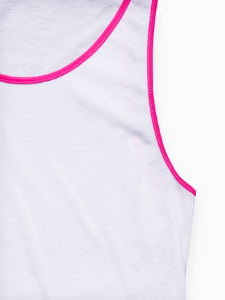White Vest With Neon Pink Piping