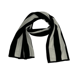 Black and Creme Cashmere Striped Scarf