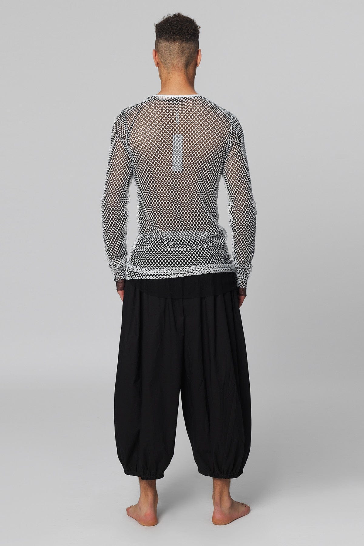 Black Cotton Voile 3/4 Cropped Cocoon Trousers