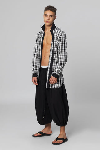 Black Cotton Voile 3/4 Cropped Cocoon Trousers