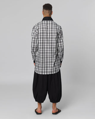 Black Cotton Voile 3/4 Cropped Cocoon Trousers
