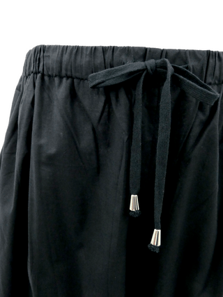 Black Cotton Voile 3/4 Cropped Cocoon Trousers