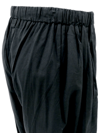 Black Cotton Voile 3/4 Cropped Cocoon Trousers