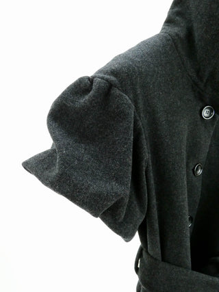 Black Grey Short Sleeve Button Up Jacket