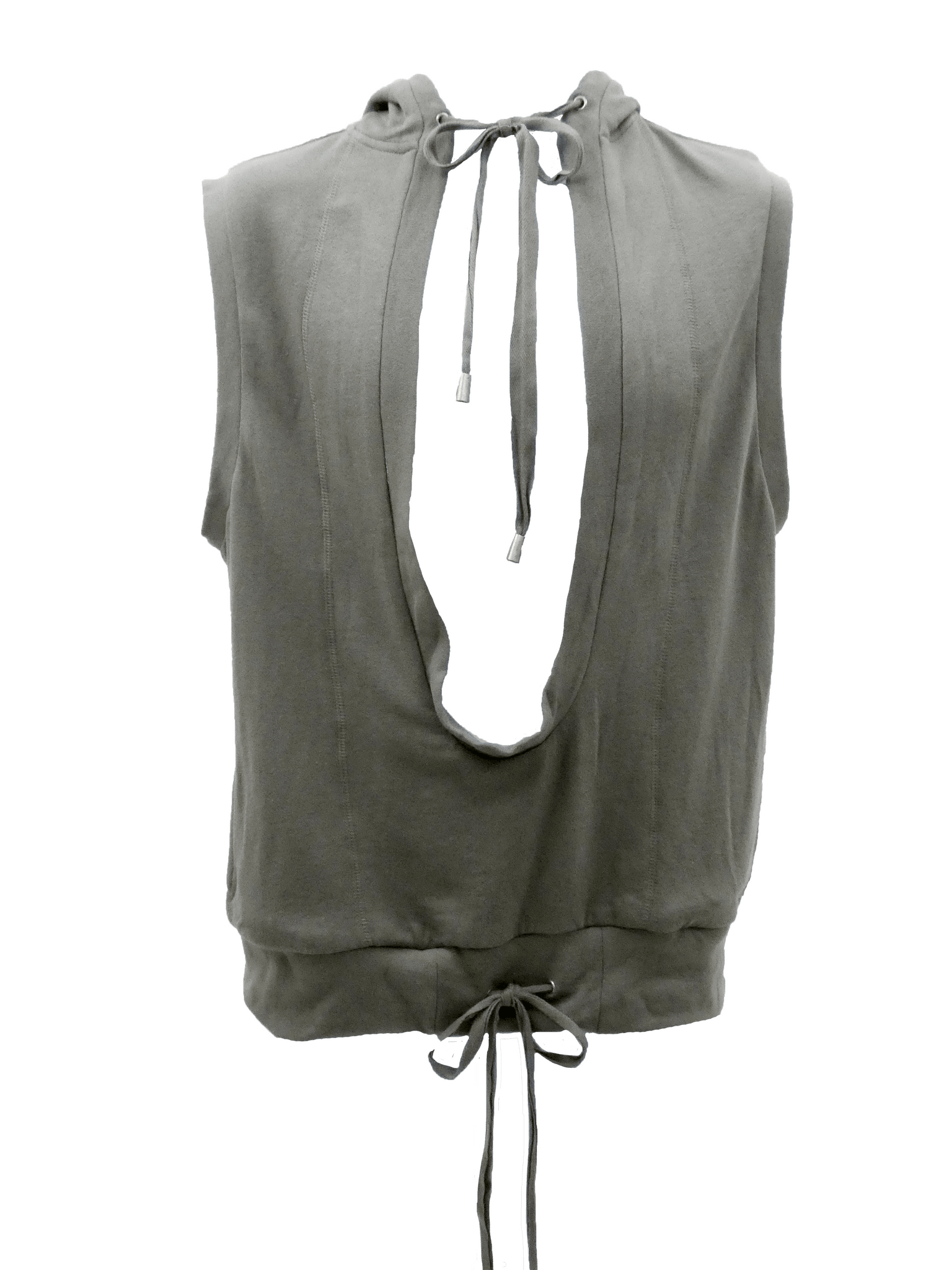 Coffee Plunge Front Sleeveless Hoodie